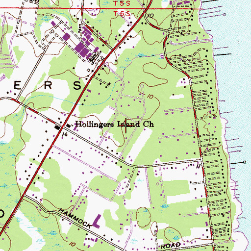 Topographic Map of Hollingers Island Elementary School, AL