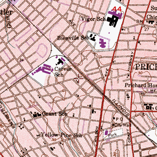 Topographic Map of Holmes Street Baptist Church, AL