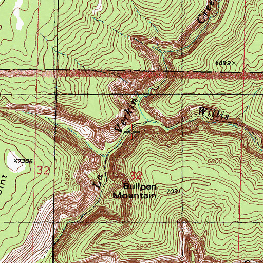 Topographic Map of Willis Creek, UT