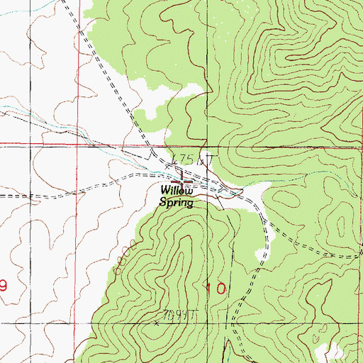 Topographic Map of Willow Spring, UT