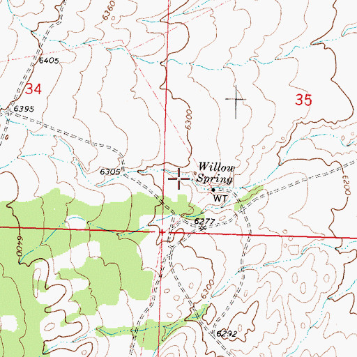 Topographic Map of Willow Spring, UT