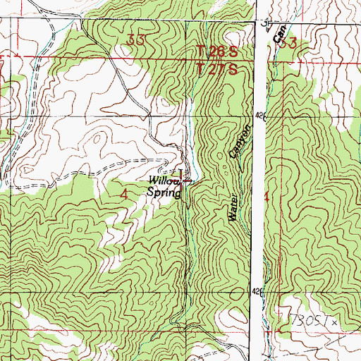 Topographic Map of Willow Spring, UT