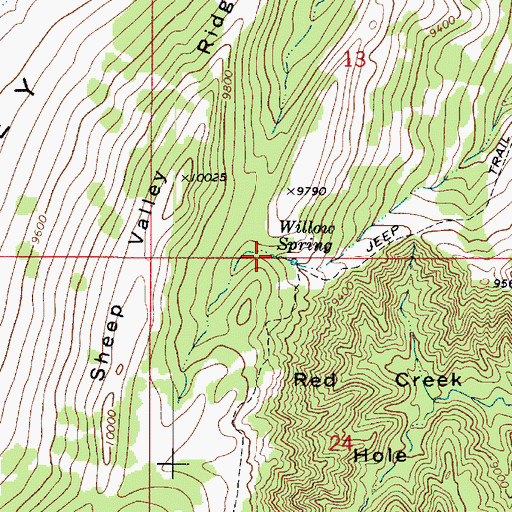 Topographic Map of Willow Spring, UT