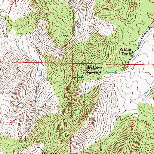 Topographic Map of Willow Spring, UT