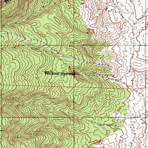 Topographic Map of Willow Spring, UT