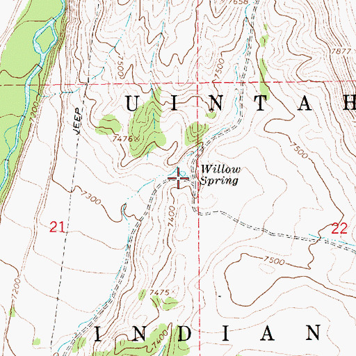 Topographic Map of Willow Spring, UT