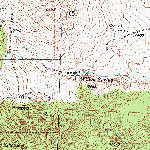 Topographic Map of Willow Spring, UT