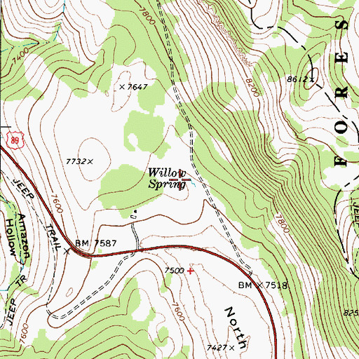 Topographic Map of Willow Spring, UT
