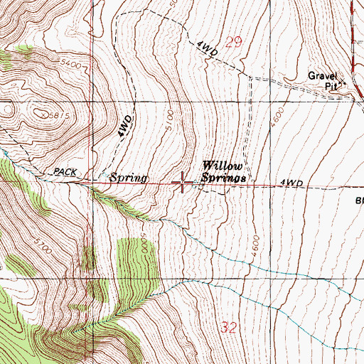 Topographic Map of Willow Springs, UT