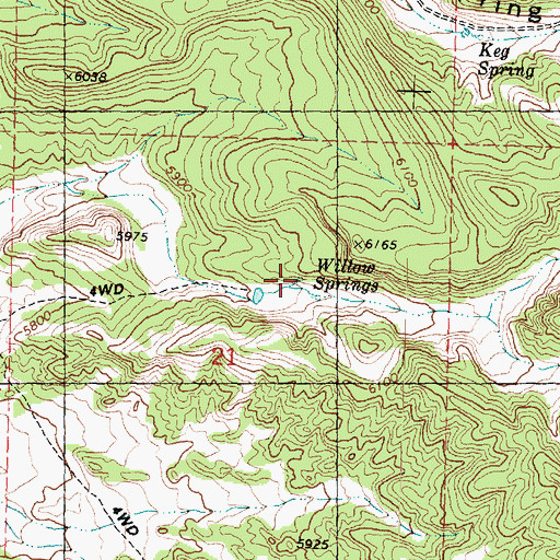 Topographic Map of Willow Springs, UT