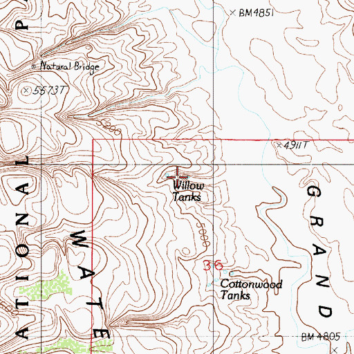 Topographic Map of Willow Tanks, UT