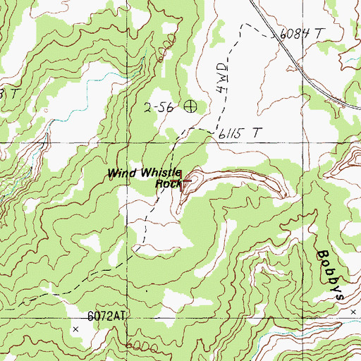 Topographic Map of Wind Whistle Rock, UT
