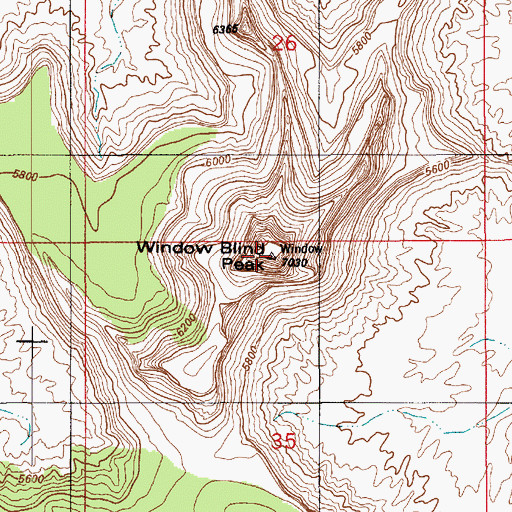 Topographic Map of Window Blind Peak, UT
