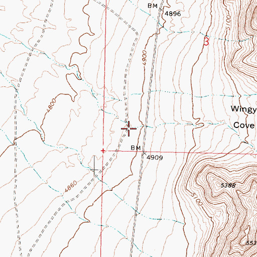 Topographic Map of Wingy Cove, UT