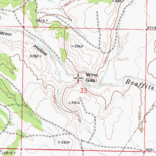 Topographic Map of Winn Gap, UT