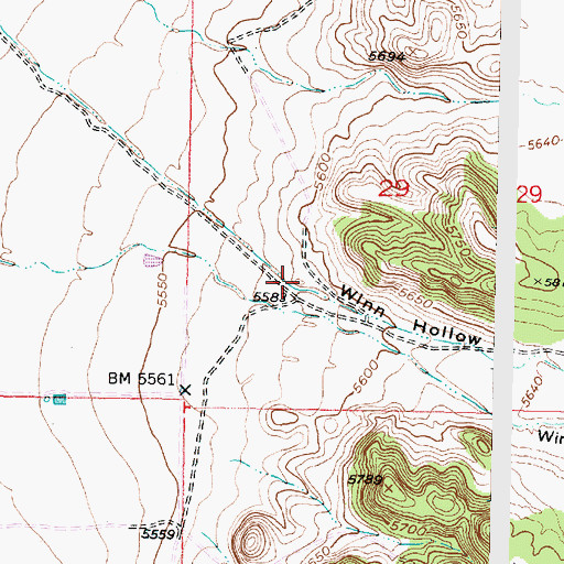 Topographic Map of Winn Hollow, UT