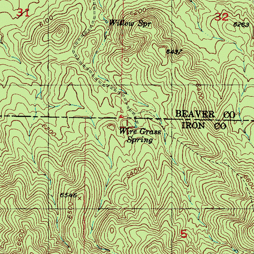 Topographic Map of Wire Grass Spring, UT