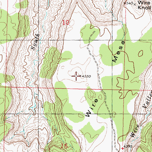 Topographic Map of Wire Mesa, UT