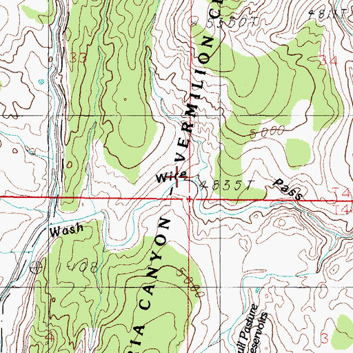 Topographic Map of Wire Pass, UT