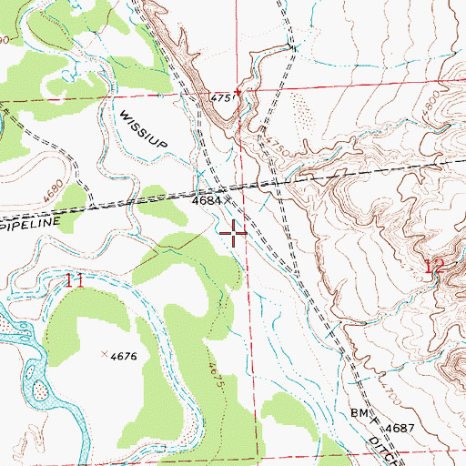Topographic Map of Wissiup Ditch, UT
