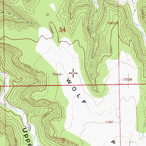 Topographic Map of Wolf Point, UT
