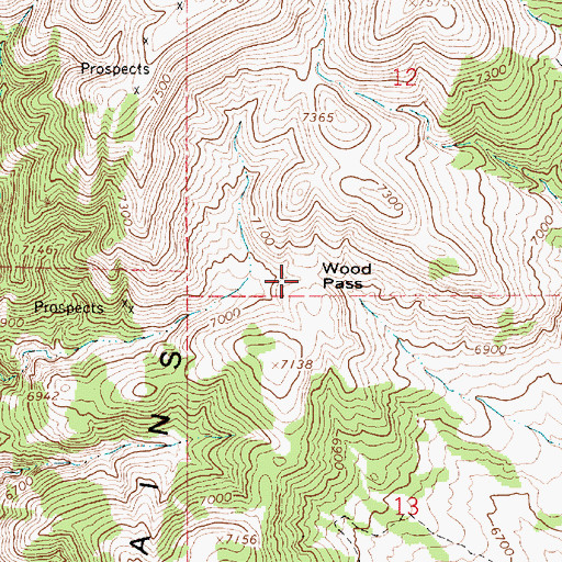 Topographic Map of Wood Pass, UT