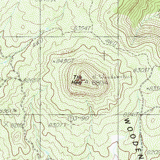 Topographic Map of Woodenshoe Buttes, UT