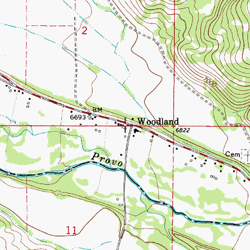 Topographic Map of Woodland, UT