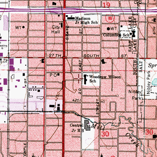 Topographic Map of Woodrow Wilson School, UT