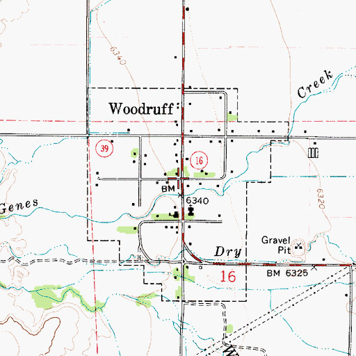 Topographic Map of Woodruff, UT