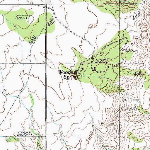 Topographic Map of Woodruff Spring, UT
