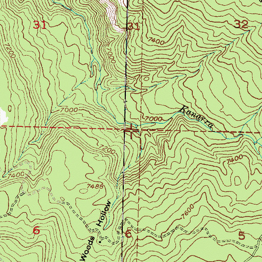 Topographic Map of Woods Hollow, UT