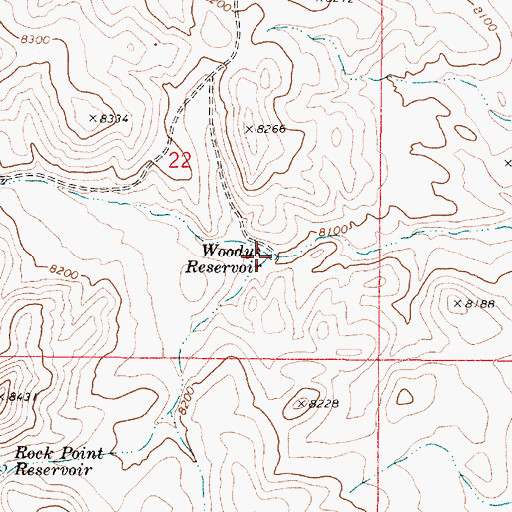 Topographic Map of Woodys Reservoir, UT