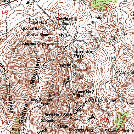 Topographic Map of Yankee, UT