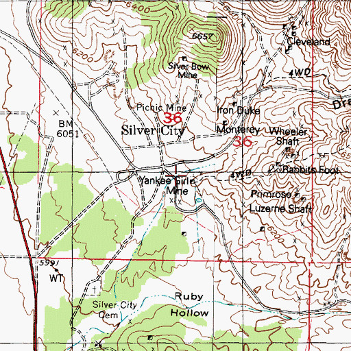 Topographic Map of Yankee Girl Mine, UT