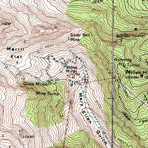 Topographic Map of Yankee Mines, UT