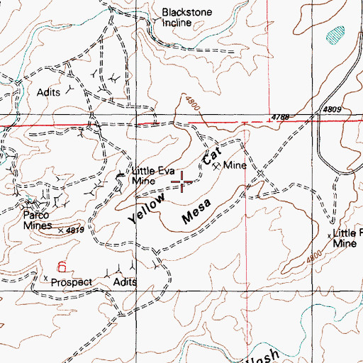 Topographic Map of Yellow Cat Mesa, UT