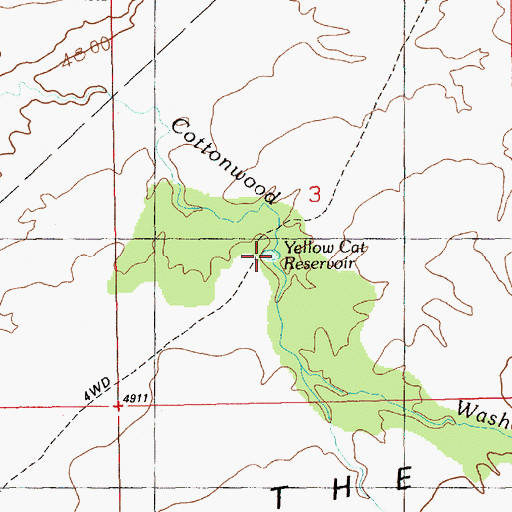 Topographic Map of Yellow Cat Reservoir, UT