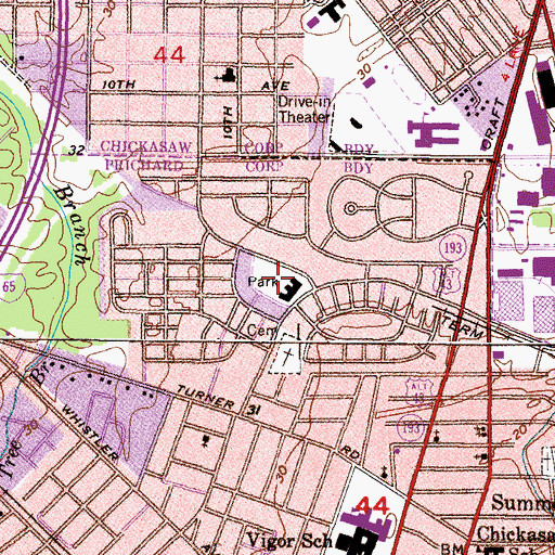 Topographic Map of Joel Blackwell Memorial Field, AL