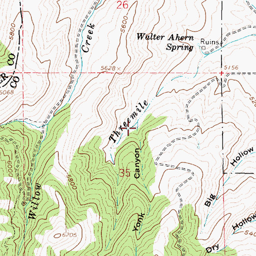 Topographic Map of Yonk Canyon, UT