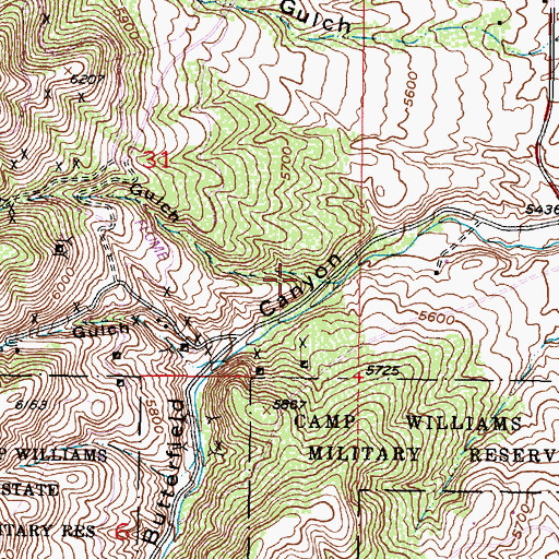 Topographic Map of Yosemite Gulch, UT