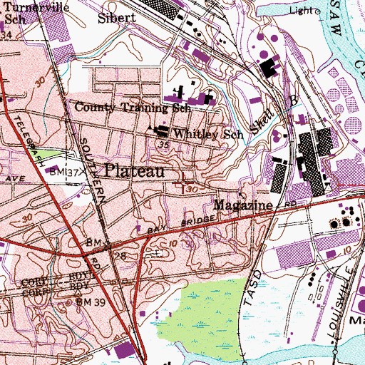 Topographic Map of John Kidd Playground, AL