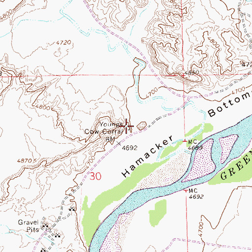 Topographic Map of Youngs Cow Corral, UT