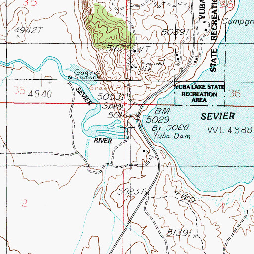 Topographic Map of Yuba Dam, UT