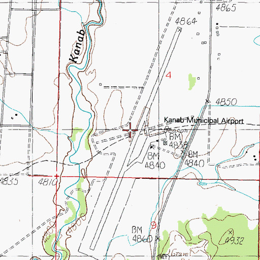 Topographic Map of Kanab Municipal Airport, UT