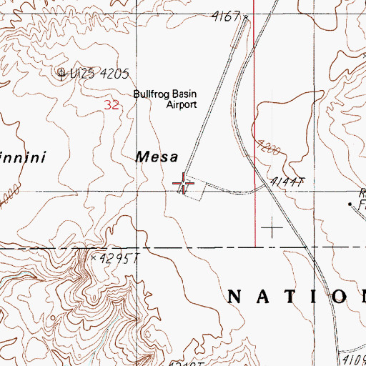 Topographic Map of Bullfrog Basin Airport, UT