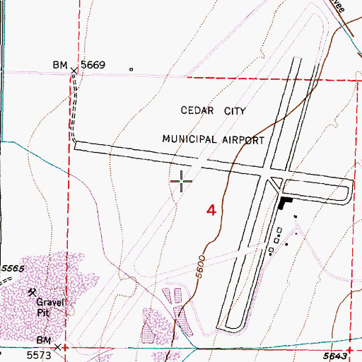 Topographic Map of Cedar City Regional Airport, UT