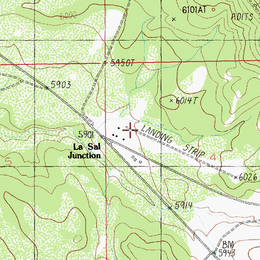 Topographic Map of La Sal Junction Airport, UT