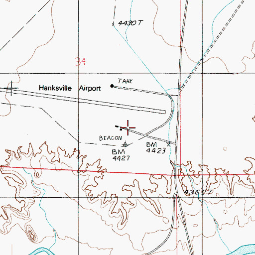 Topographic Map of Hanksville Airport, UT