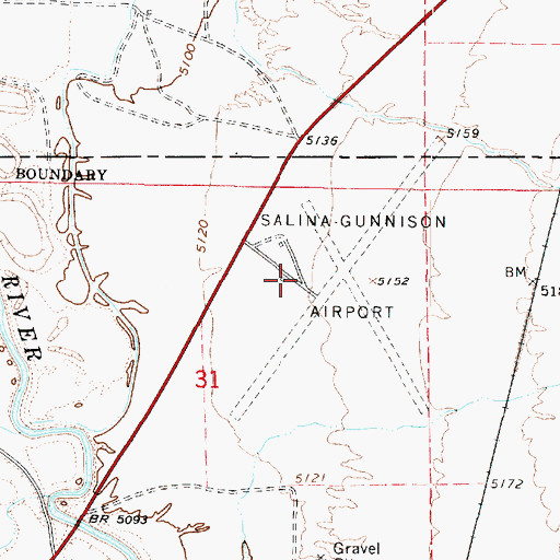 Topographic Map of Salina-Gunnison Airport, UT